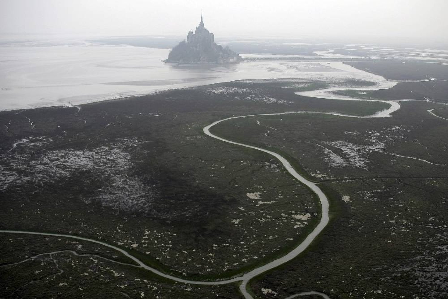 An aerial view of Mont Saint-Michel, Normandy, France, March 20, 2011. (AP)