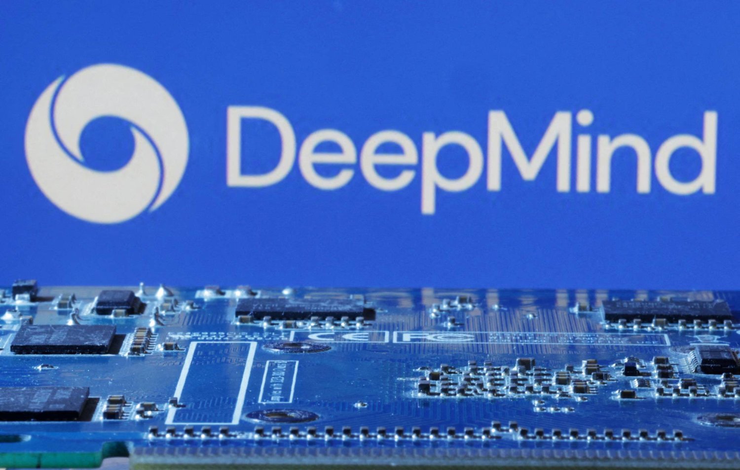 Google DeepMind logo is seen near computer motherboard in this illustration taken January 8, 2024. REUTERS/Dado Ruvic/Illustration/File Photo