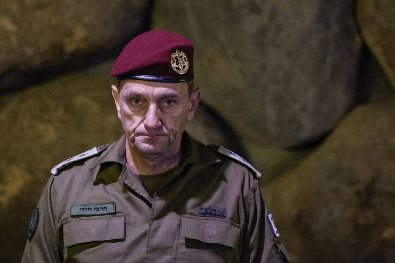 Chief of the General Staff of the Israel Defense Forces (IDF), Herzi Halevi attends a wreath-laying ceremony marking Israel's national Holocaust Remembrance Day in the Hall of Remembrance at Yad Vashem, the World Holocaust Remembrance Centre, in Jerusalem, 06 May 2024. (EPA)