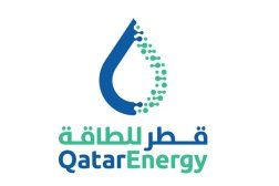 The new Qatar Energy logo is pictured during a news conference in Doha, Qatar, October 11, 2021. Qatar News Agency/Handout via REUTERS/File Photo
