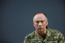 FILE PHOTO: Colonel general Oleksandr Syrskyi, Commander of the Ukrainian Ground Forces, attends an interview with Reuters, amid Russia's attack on Ukraine, in Kharkiv region, Ukraine January 12, 2024. REUTERS/Valentyn Ogirenko/File Photo
